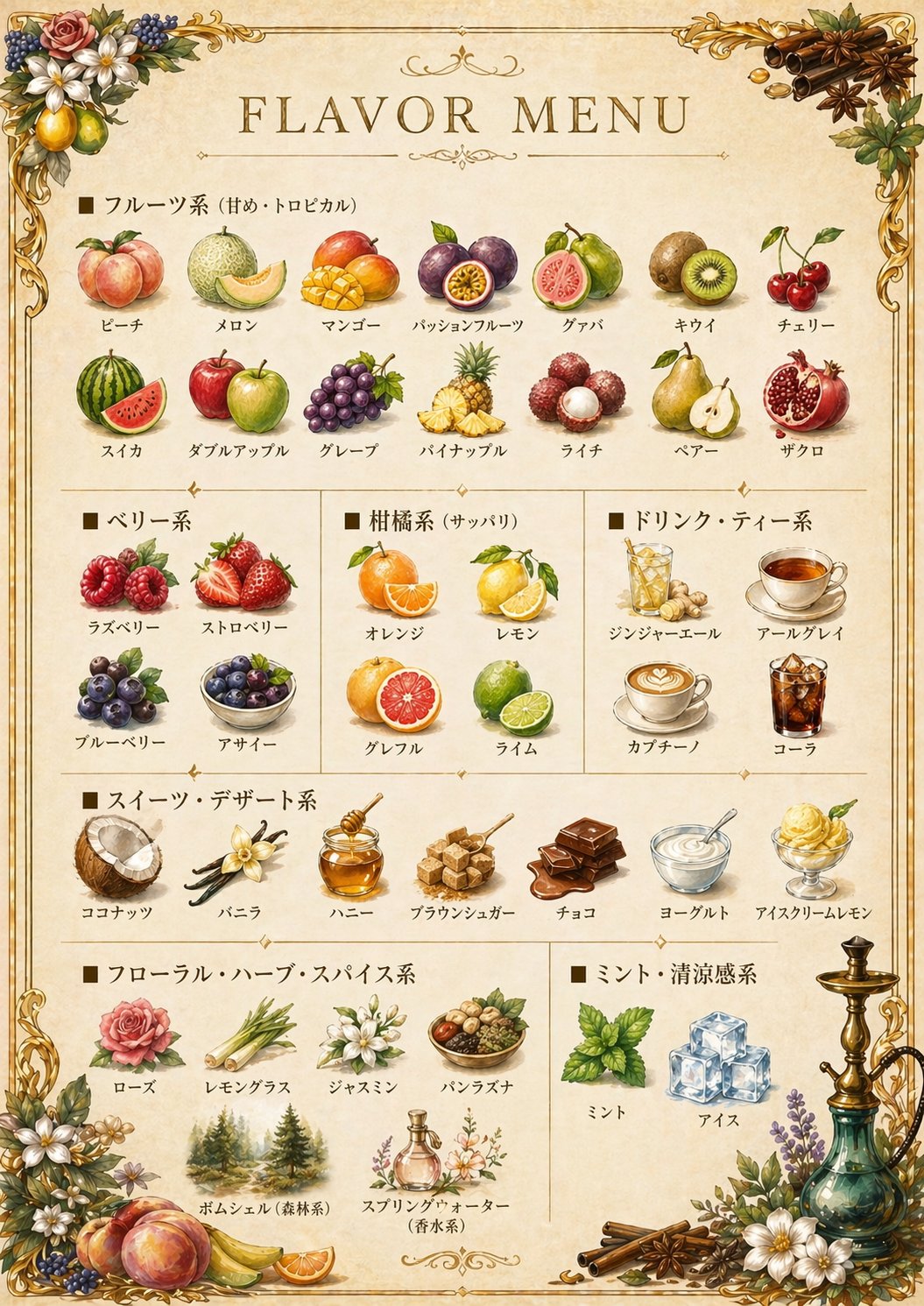 フレーバーメニュー